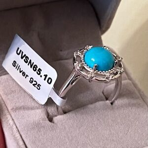 Arizona Turquoise Ring December Birthstone Women Gemstone 925 Sterling Silver 10